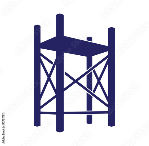 blue construction scaffolding structure for building sites and repair work