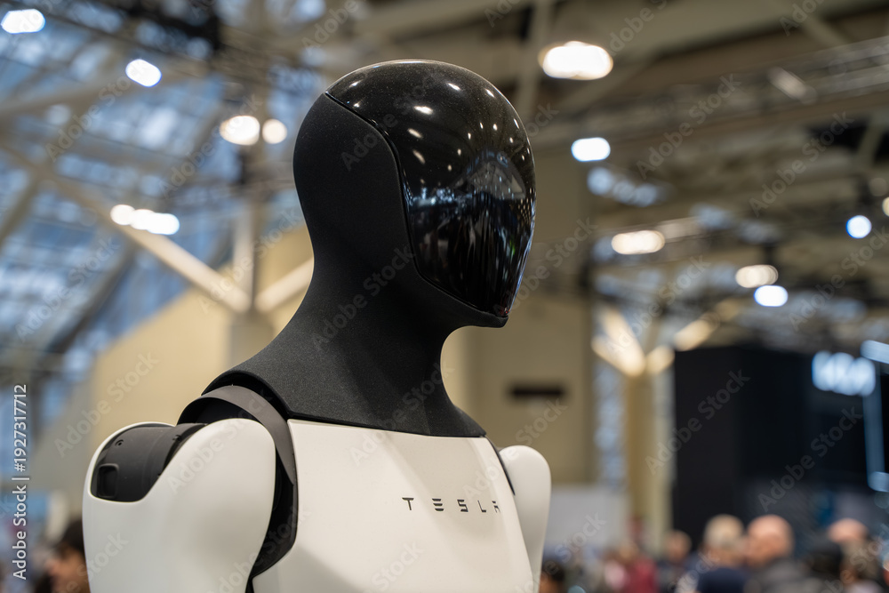 Obraz premium View of Tesla Robot (Optimus) at Canadian International AutoShow. Toronto, Canada - February 18, 2026.