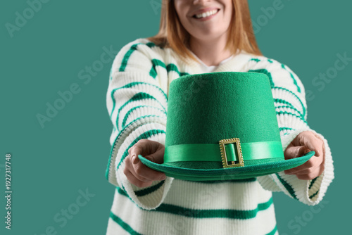 Young woman with leprechaun...