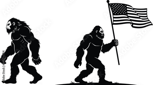 Sasquatch patriotic illustration with american flag