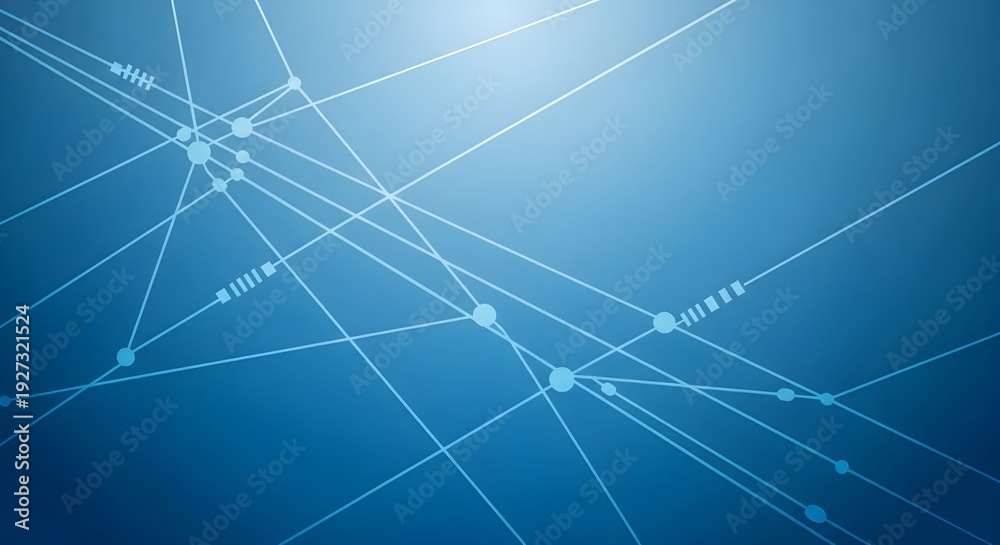 Obraz premium Intersecting lines and dots forming a network on blue gradient technology abstract