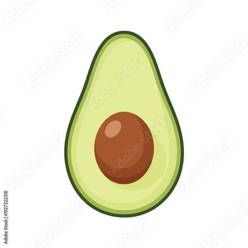 Fresh Avocado Half with Seed on White Background