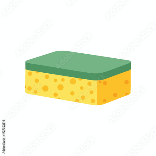 Cleaning Sponge with Green Scrubbing Surface and Yellow Absorbent Layer