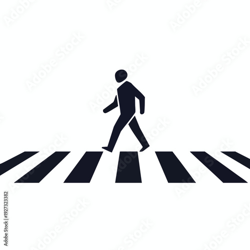 Stylized Pedestrian Crossing Icon for Urban Transportation and Road Safety
