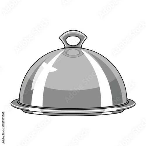 Shiny Silver Cloche Cover on a Serving Dish for Elegant Food Presentation