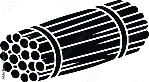 silhouette bundle of metal pipes or construction rods for industrial vector design