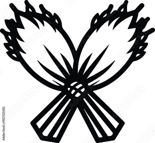 silhouette crossed wheat stalks grain harvest agriculture farm food symbol vector design