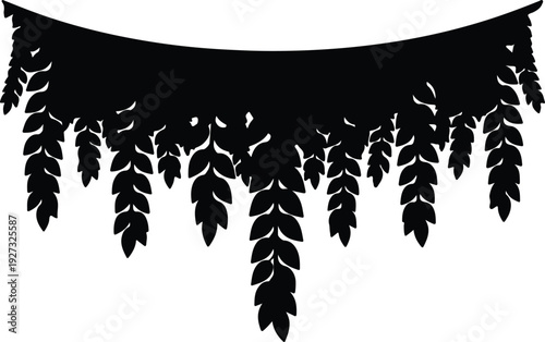 silhouette decorative hanging foliage garland border element simple natural vector design