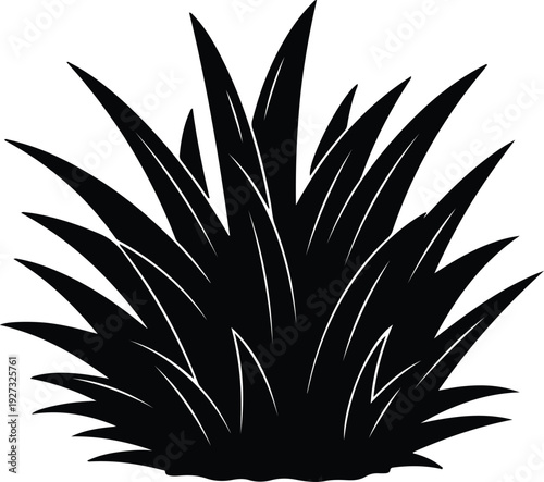 silhouette fresh natural garden grass bush plant decorative element vector design