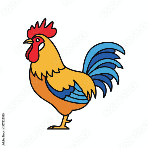 Colorful Cartoon Rooster Illustration for Farm or Animal Themes