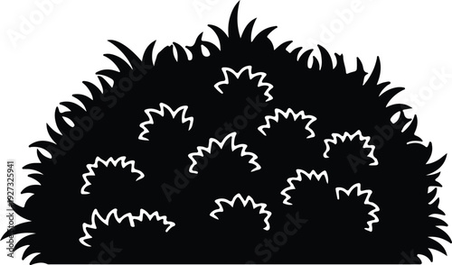 silhouette of a dense garden bush for landscaping and nature vector design