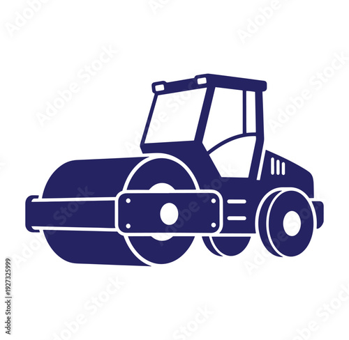 Road roller construction equipment side view  heavy machinery for road construction and maintenance