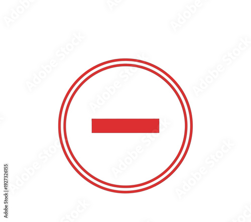 A minimalist red minus sign centered within double red concentric circles, symbolizing restriction or reduction