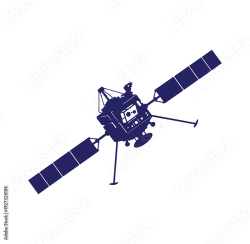 Satellite in space with solar panels and antennae for communication  technology
