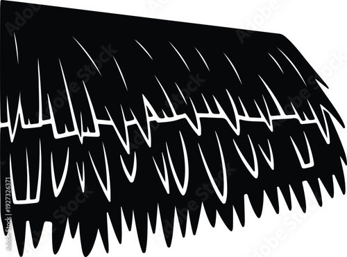 silhouette simple natural thatched roof straw covering hut element vector design