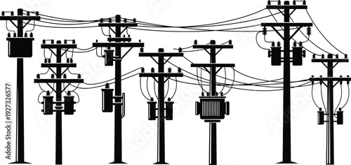 Electric power transmission towers and lines on a for energy infrastructure concepts