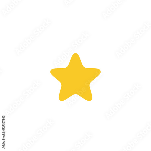A minimalist and cheerful yellow star icon, featuring smooth, rounded points, perfect for indicating a favorite item, top rating, special highlight, or a simple decorative graphic