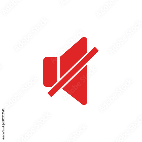 Vibrant red speaker symbol with a prominent diagonal line, universally representing audio muting, silent mode, or sound off status in digital interfaces and applications