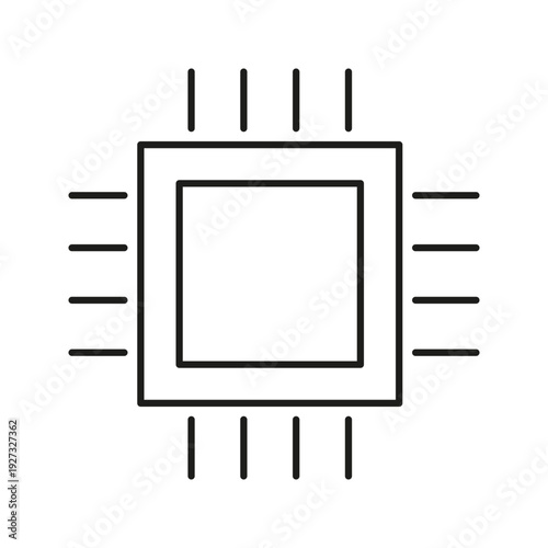 Microchip Line Icon. Semiconductor Technology And Computer Processor Outline Symbol. Digital Circuit And Hardware Component Representation. Editable Stroke. Isolated Vector Illustration