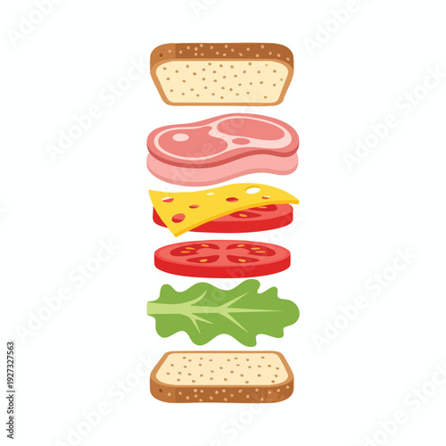 Healthy Sandwich Stack with Fresh Ingredients and Whole Grain Bread