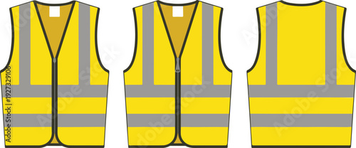 High-Visibility Safety Vest Outline Icon Set  Front and Back Workwear