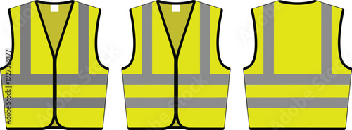High-Visibility Safety Vest Outline Icon Set  Front and Back Workwear