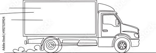 Fast delivery truck icon depicting express shipping and logistics services, perfect for illustrating quick transport and commercial cargo operations with dynamic motion lines