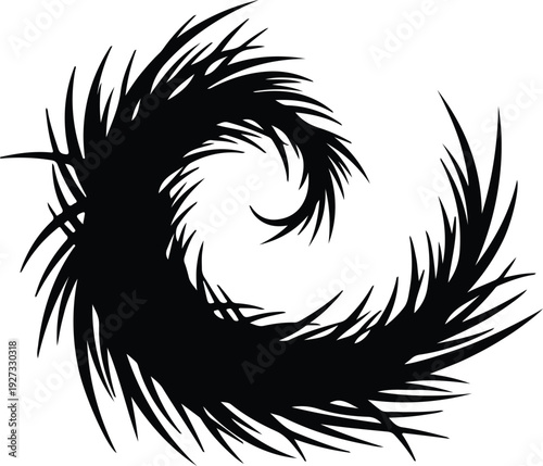 silhouette abstract spiky spiral organic decorative shape element modern vector design