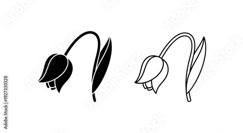 Minimalist black and white teardrop shapes with swirls abstract design Vector