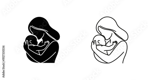 Mother's day love and care with baby in hands Vector