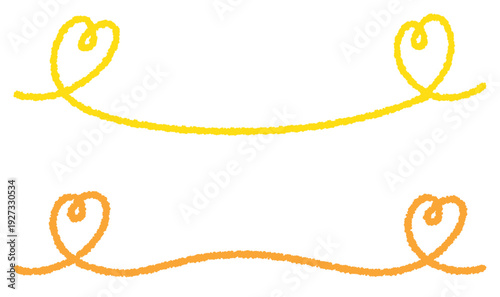 かわいいハートのクレヨンアンダーライン/イエロー