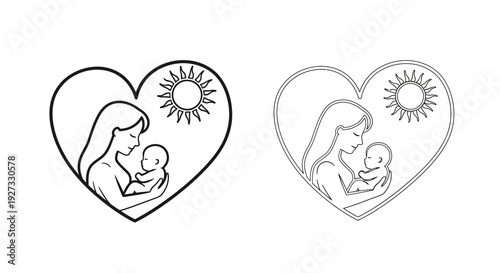 Mother's day love and care illustration with sun and heart design Vector