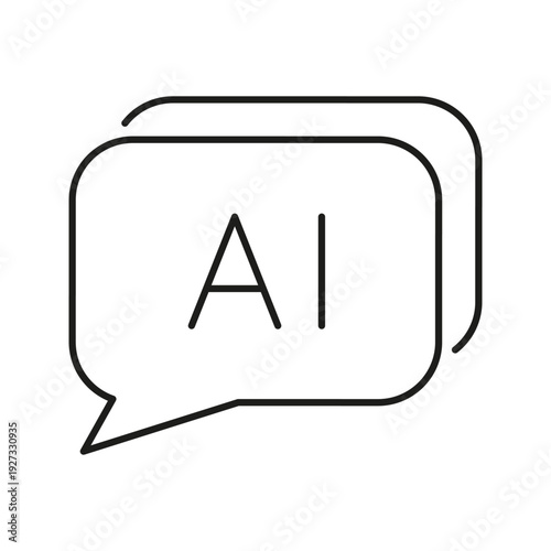 Ai Chat Bubble Line Icon. Artificial Intelligence Communication And Digital Interaction Outline Symbol. Conversational Ai And Technology Interface. Editable Stroke. Isolated Vector Illustration