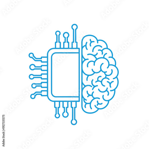 AI Brain and Circuit Chip Fusion, Artificial Intelligence Concept