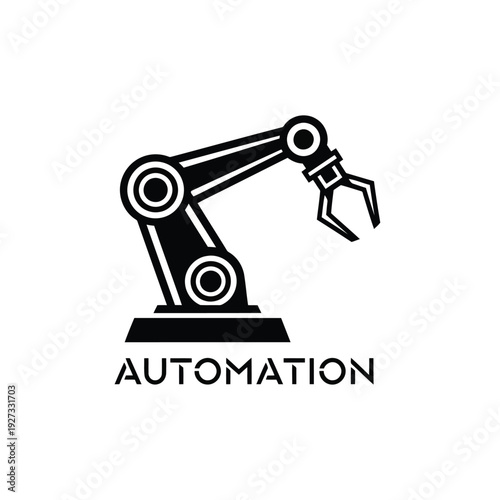 Black Robotic Arm with Text AUTOMATION