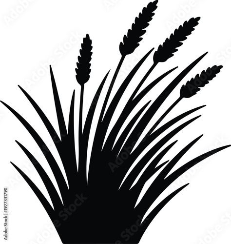 silhouette tall grass wheat field agricultural plants simple abstract vector design