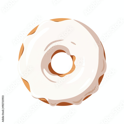 Delicious Freshly Baked Donut with White Glaze on a White Background