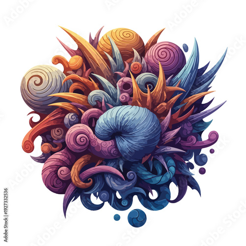 Vibrant Abstract Swirling Shapes and Forms.