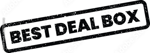 A vintage textured rubber stamp displaying the bold message Best Deal Box in a modern rectangular shape