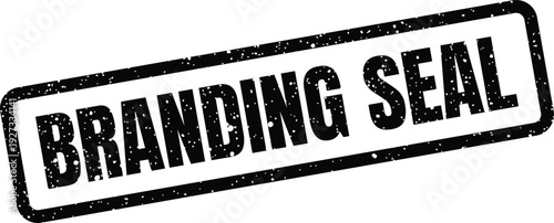 An authentic black rectangular grunge stamp displaying the important words Branding Seal for official assurance