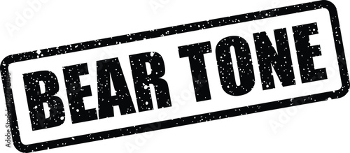 An authentic grunge rubber stamp impression with a rectangular border displaying the text BEAR TONE for sound concepts