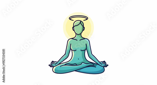 Woman Meditating in Lotus Position with Halo.