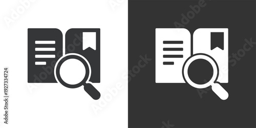 Research or Literature Search icon. Solid glyph series icon