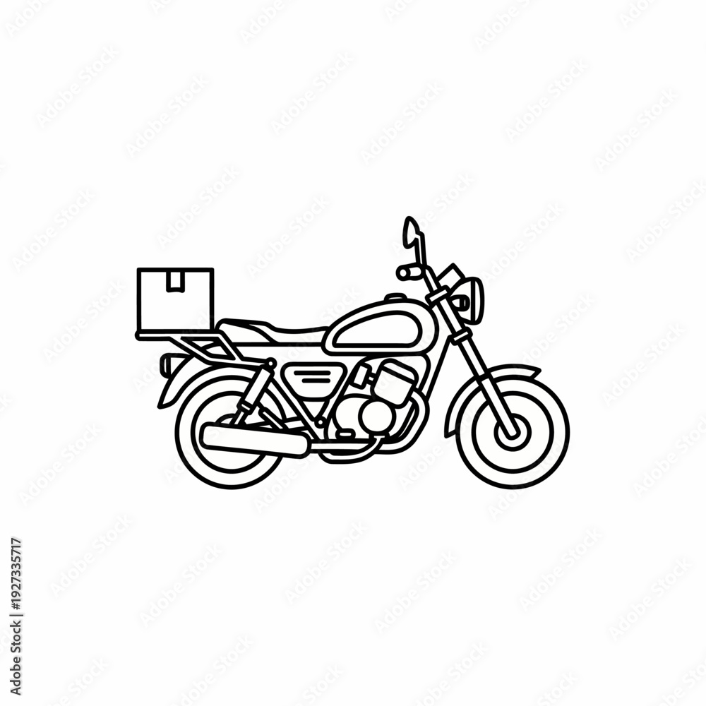 Naklejka premium A motorcycle with a box attached for delivery purpose