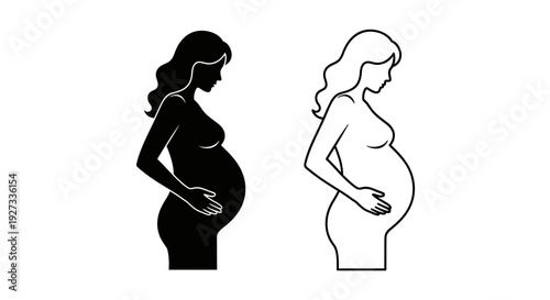 Mother's day pregnancy celebration icon set Vector