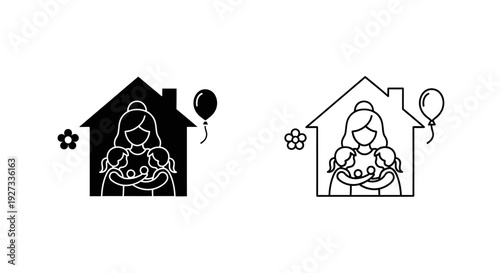 Mother's day celebration with children: heartwarming family moments Vector