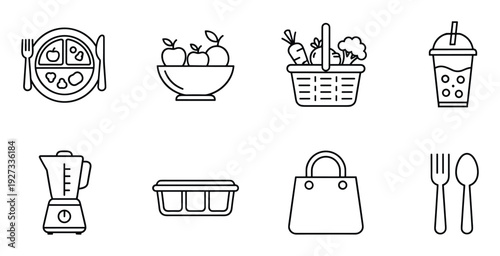 Healthy food on plate with fork and knife representing balanced diet and nutrition concept