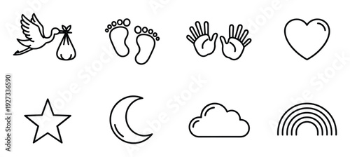 Newborn baby shower celebration design includes dove carrying newborn and sweet angel footprints