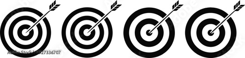 Target with arrow hitting bullseye symbol for goal achievement success business strategy concept