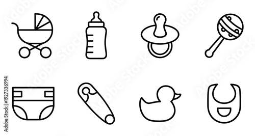 Rocking chair to relax and soothe the baby vector illustration in outline style isolated on white